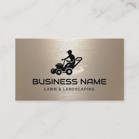 芝生&気に造園モーアーのロゴきらめく金ゴールド 名刺 (正面)