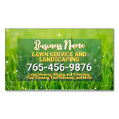 芝生、気に造園、ツリーサービス、芝刈り草 マグネット名刺 (正面)