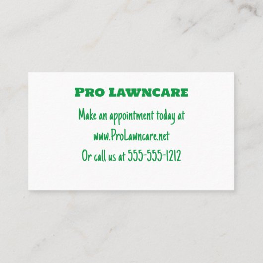 芝生、芝生のケア、カスタム名刺 名刺 (裏面)