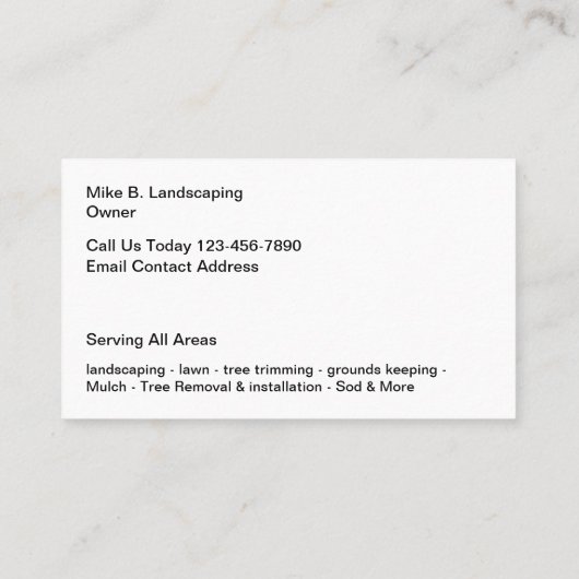 芝生・造園局 名刺 (裏面)