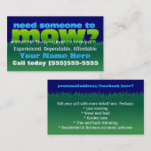 芝生Mowing.Grassの切断。カスタマイズ可能な昇進 名刺 (正面/裏面)