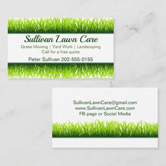 芝草気に刈り造園 名刺 (正面/裏面)