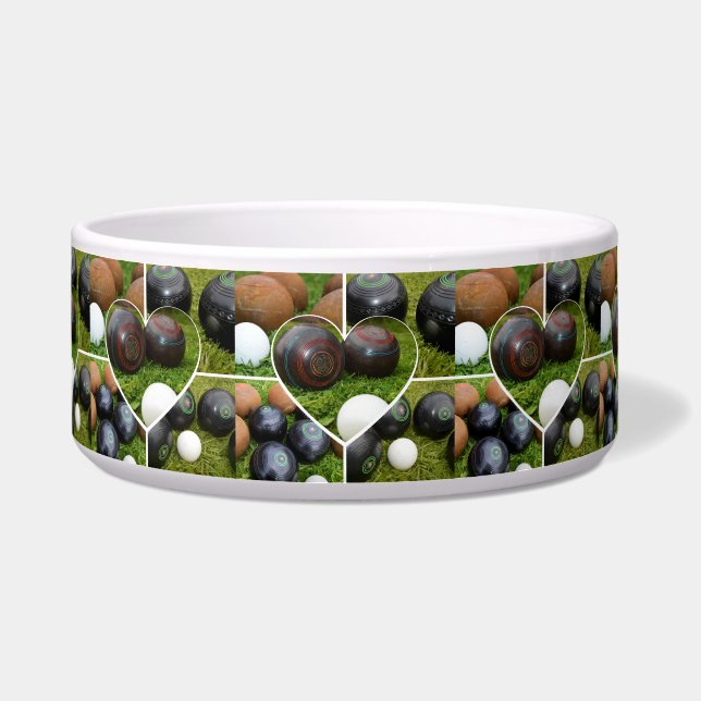 芝鉢のハート:ヴィンテージ写真コラージュ ボウル (正面)