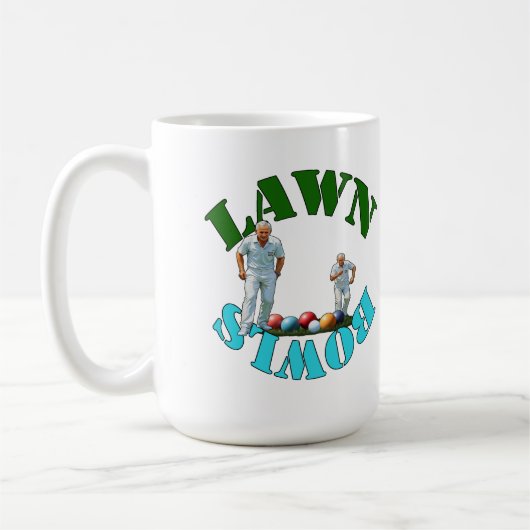 芝鉢の精神：ボウリングをする人、 クリケットの投手と椀 コーヒーマグカップ (左)