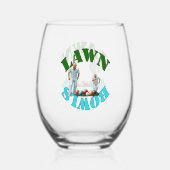 芝鉢の精神：ボウリングをする人、 クリケットの投手と椀 ステムなしワイングラス (裏面)