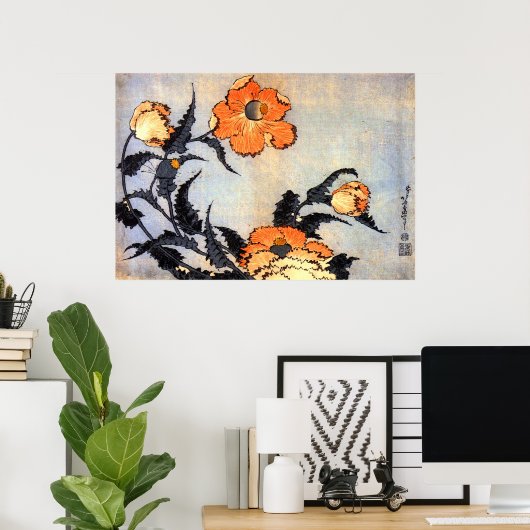 芥子の花,北斎ポピーたち北斎浮世絵 ポスター (ホームオフィス)