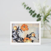 芥子の花,北斎ポピーたち北斎浮世絵 ポストカード (スタンド正面)