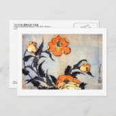 芥子の花,北斎ポピーたち北斎浮世絵 ポストカード (正面/裏面)