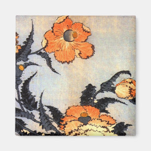 芥子の花,北斎ポピーたち北斎浮世絵 マグネット