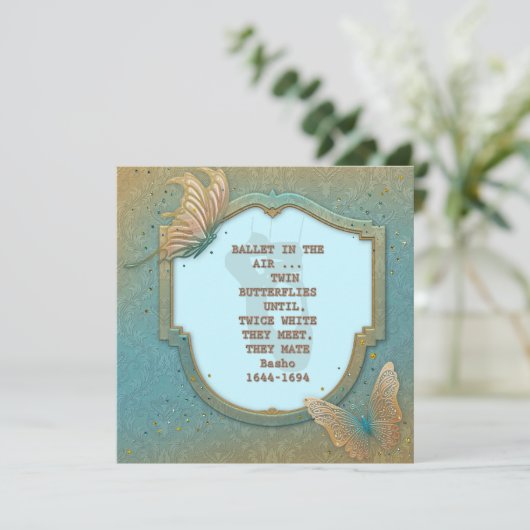 芭蕉の俳句がついた蝶の招待状 招待状 (スタンド正面)