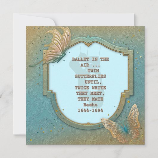 芭蕉の俳句がついた蝶の招待状 招待状 (正面)