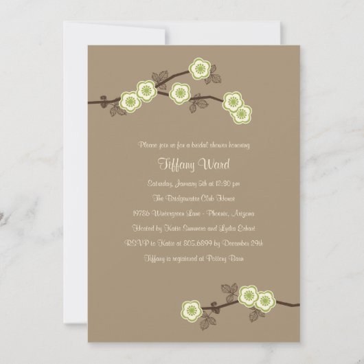 花々のブライダル·シャワーの招待 招待状 (正面)