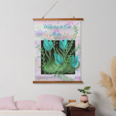 花々の壁にティール（緑がかった色）ウォールタペストリー 吊り下げ型タペストリー (寝室)