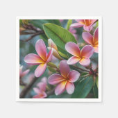 **「花々開花ピンクのフランギパニの花 スタンダードカクテルナプキン (正面)