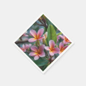 **「花々開花ピンクのフランギパニの花 スタンダードカクテルナプキン (角)