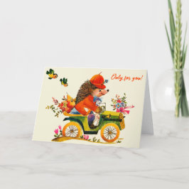 花あなたのためだけに！ハリネズミのバレンタインカード サンキューカード