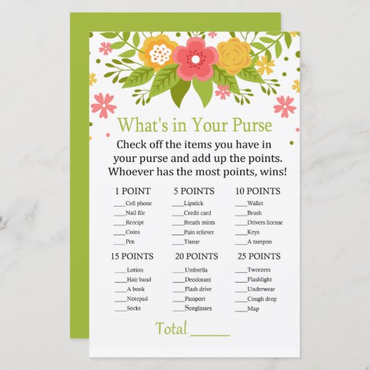 花あなたの財布のゲームの中に何がある (正面/裏面)