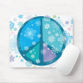 花いっぱいのピースサインのマウスパッド マウスパッド (マウス)