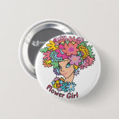 花いっぱいのフラワー・ガールボタン 缶バッジ (正面&裏面)