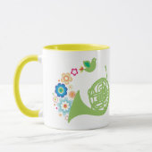 花いっぱいのフレンチ・ホルン音楽ギフト マグカップ (左)