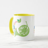 花いっぱいのフレンチ・ホルン音楽ギフト マグカップ (正面左)