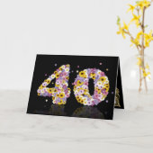 花いっぱいの手紙が付いている第40バースデー・カード カード (黄色い花)