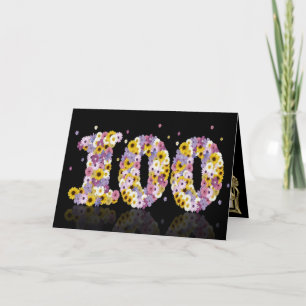 花いっぱいの手紙が付いている100thバースデー・カード カード