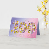 花いっぱいの手紙が付いている100thバースデー・カード カード (黄色い花)