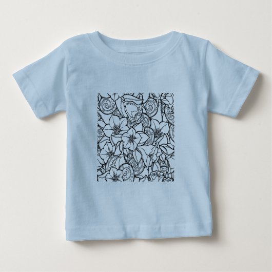 花いっぱいのZendoodle ベビーTシャツ (正面)