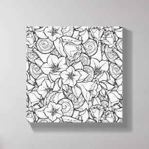 花いっぱいのZendoodle 6 キャンバスプリント