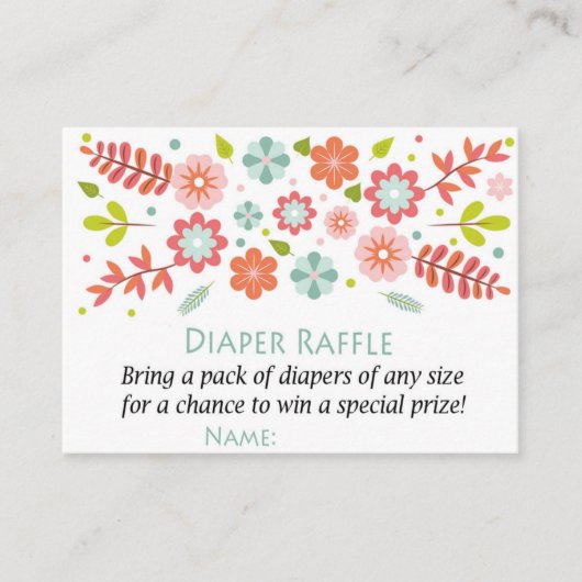 花おむつラッフルチケット プレイスカード (正面)