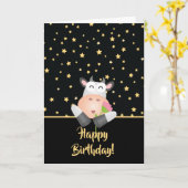 花おもしろいが可愛いハッピーバースデー カード (黄色い花)