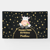 花おもしろいのハッピーマンガ牛70誕生日 横断幕 (横)