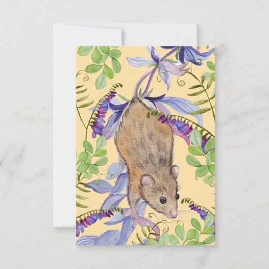 花おもしろいの茂みの中のネズミ。 サンキューカード (正面)