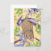 花おもしろいの茂みの中のネズミ。 サンキューカード (正面/裏面)