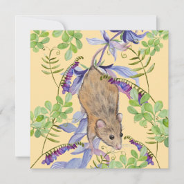 花おもしろいの茂みの中のネズミ。 シーズンカード