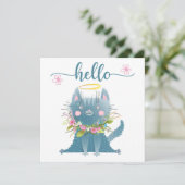 花おもしろい付き猫ハローカード サンキューカード (スタンド正面)