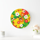花おもしろい力壁紙 ラージ壁時計 (ホーム)