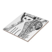 花おもしろい柄の猫 タイル (側面)