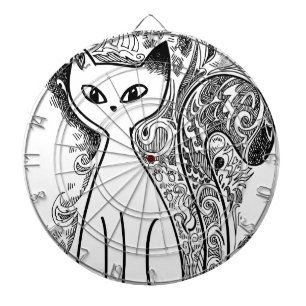 花おもしろい柄の猫 ダーツボード