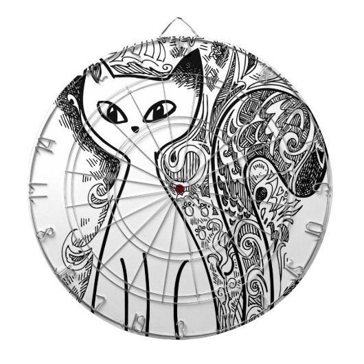 花おもしろい柄の猫 ダーツボード (正面)