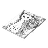 花おもしろい柄の猫 ノートパッド (回転)