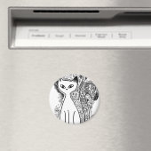 花おもしろい柄の猫 マグネット (インサイチュ (食洗機))