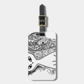 花おもしろい柄の猫 ラゲッジタグ (正面縦)