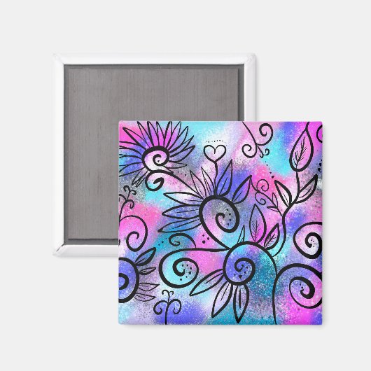 花おもしろい柄 マグネット (正面/裏面)