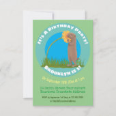 花おもしろい漫画の可愛い草原の犬 招待状 (正面)