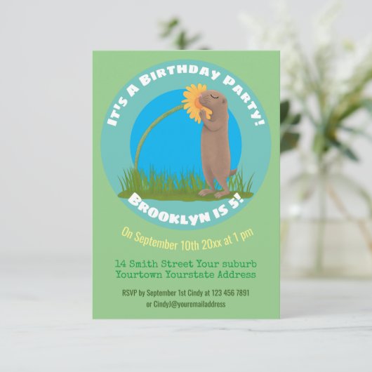 花おもしろい漫画の可愛い草原の犬 招待状 (スタンド正面)