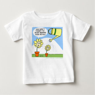花おもしろい漫画ベビー浴時間 ベビーTシャツ