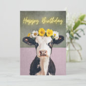 花おもしろい牛誕生日カード サンキューカード (スタンド正面)