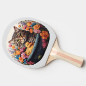 花おもしろい籠に入ったネコとアヒル 卓球ラケット (横)